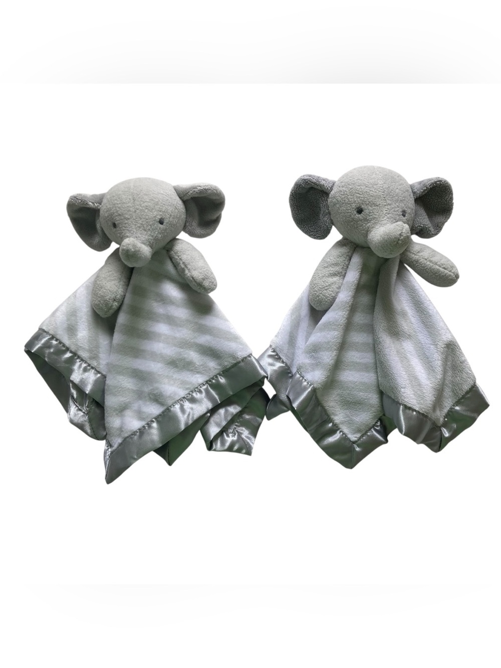 Lot - Cloud Island Elephant Lovey 14" Security Blankets Gray White Stripes 2022
